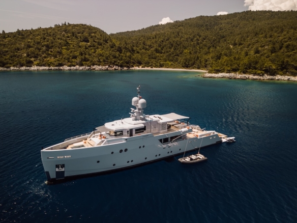 CARMEN yacht at anchor in a quiet bay along the Dalmatian coast Croatia