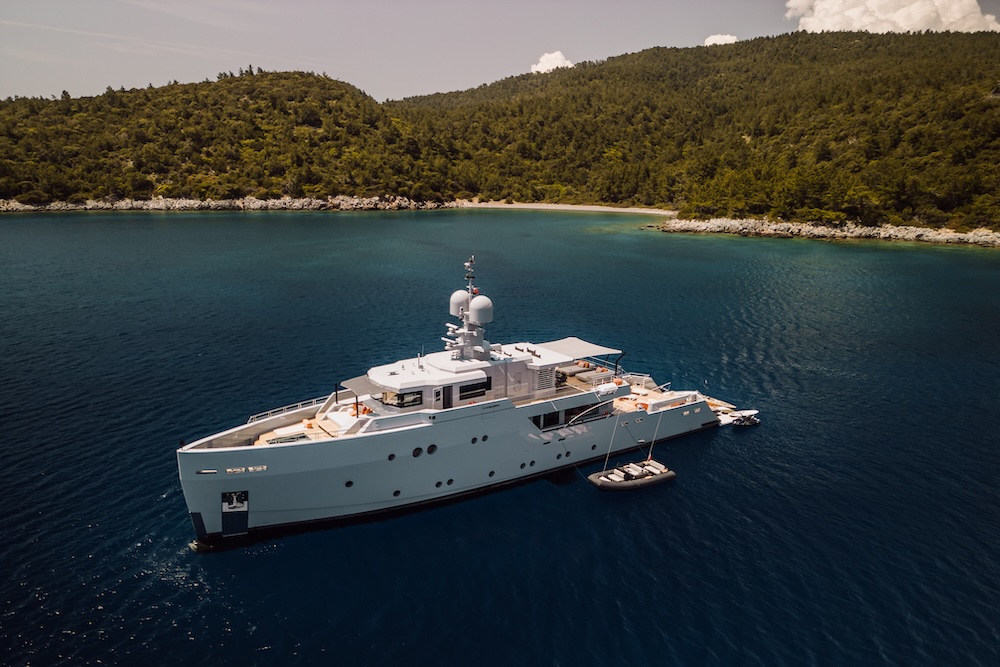 CARMEN yacht at anchor in a quiet bay along the Dalmatian coast Croatia