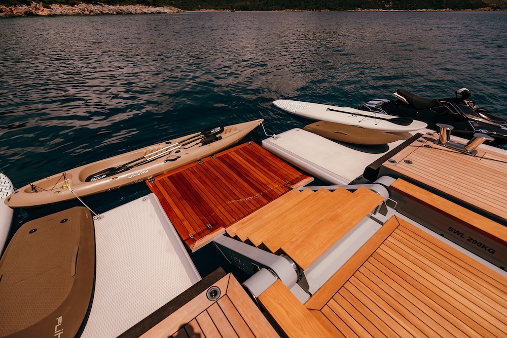Swim platform on CARMEN yacht providing easy and safe access to the water