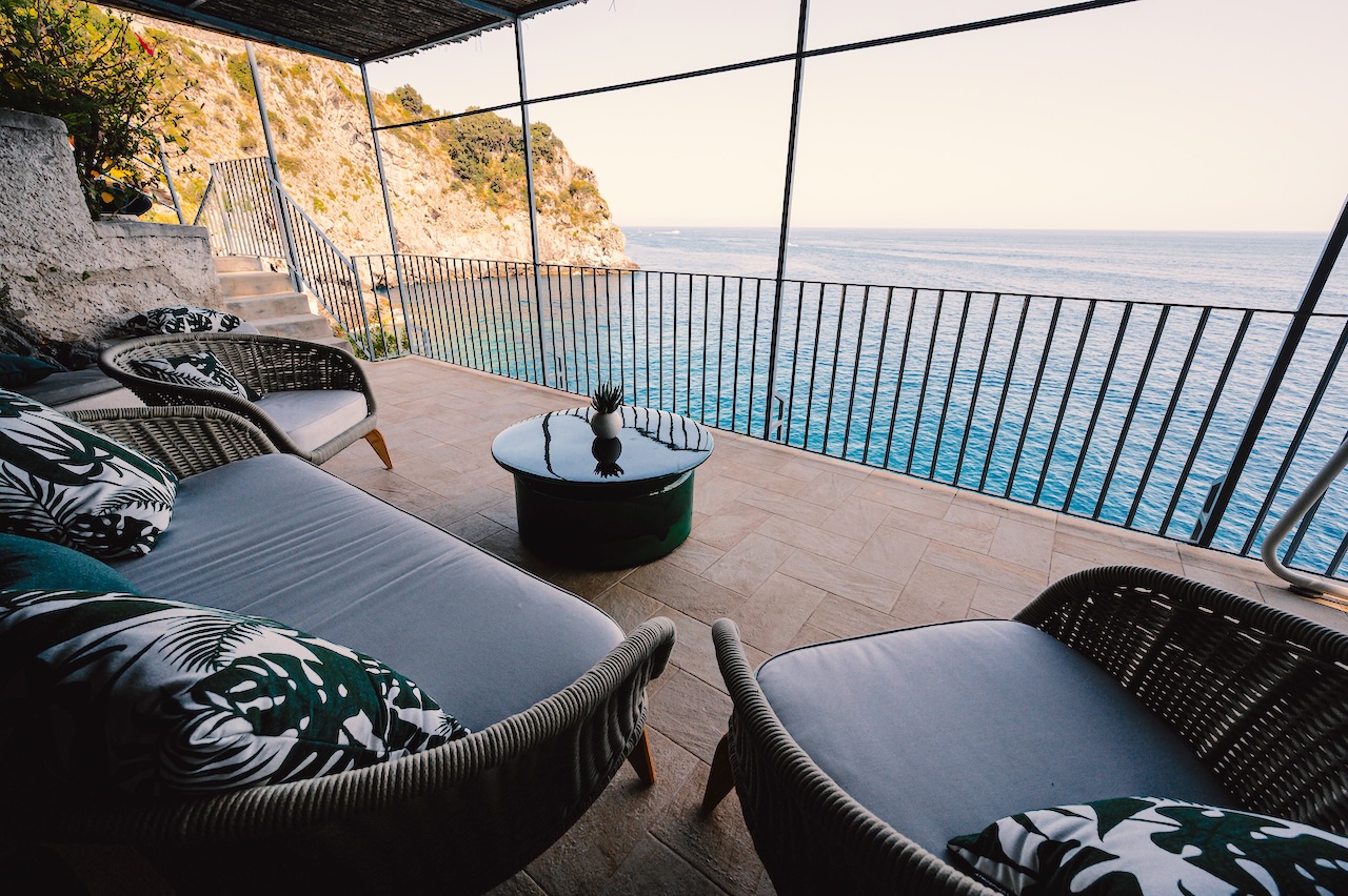 Ocean view terrace at Villa Eris overlooking the Mediterranean