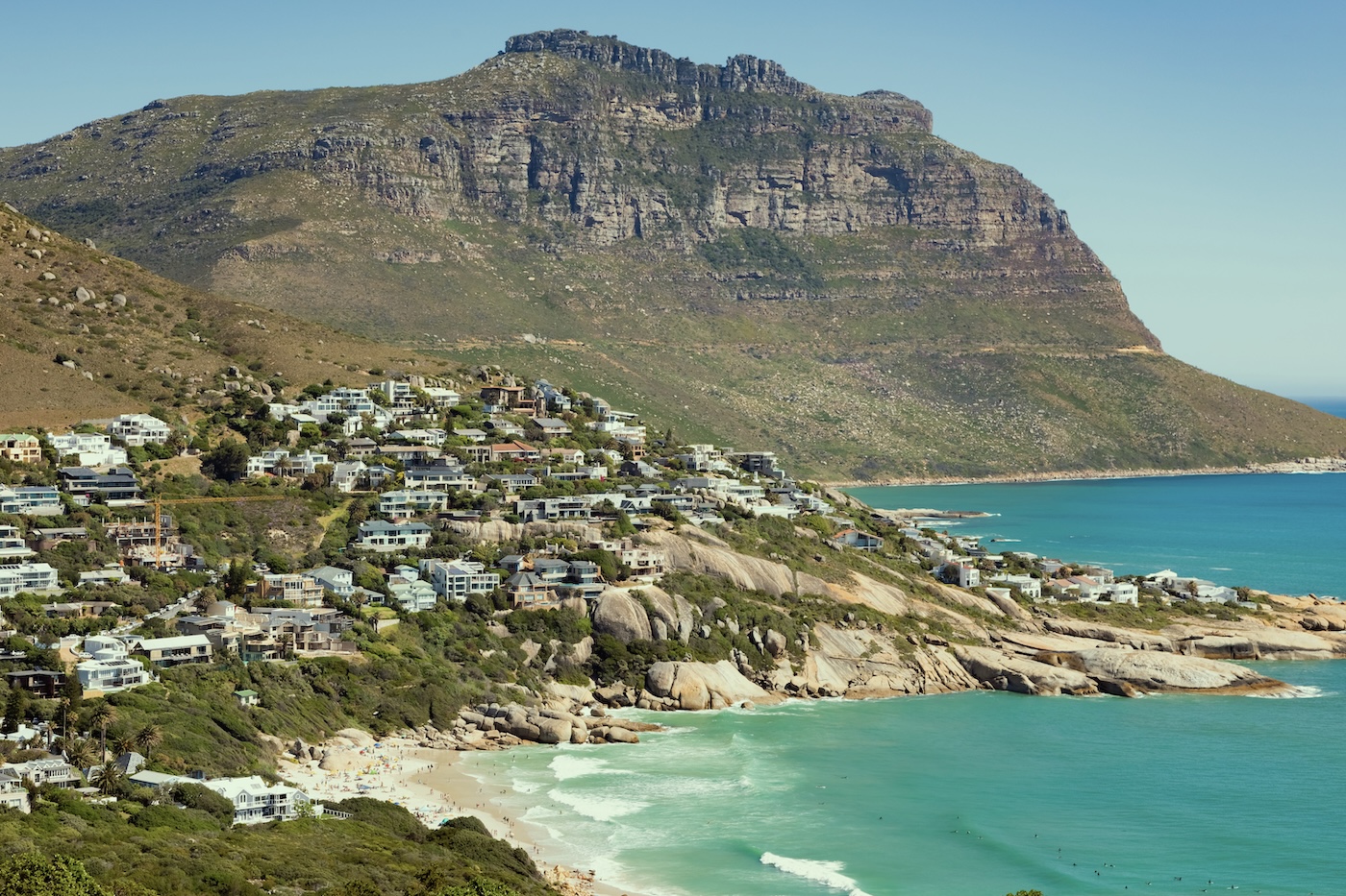 Cape Town coastal hillside with Atlantic Ocean views and mountain landscape