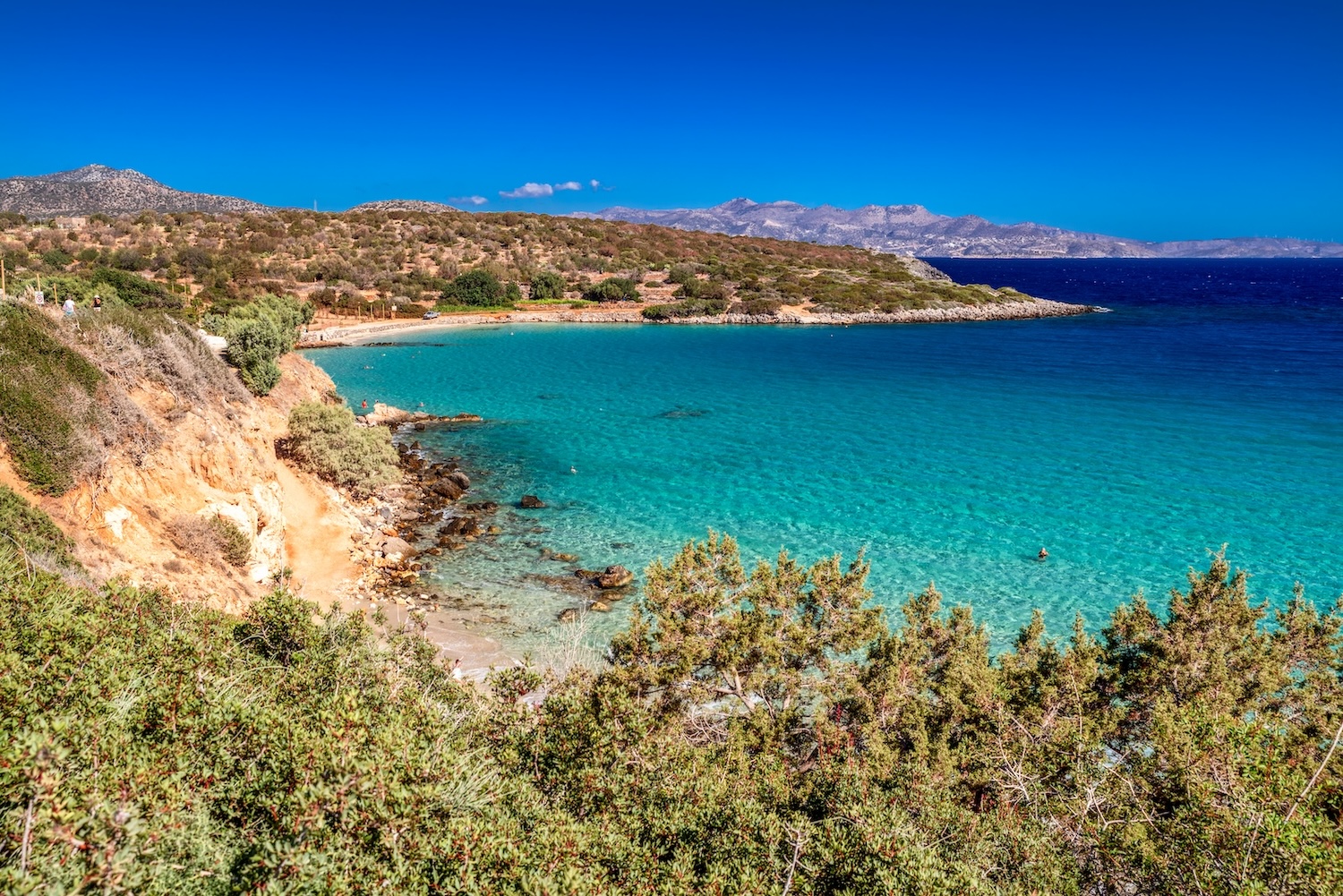 Alt text
Turquoise coastline and rugged hills near Voulisma Beach on the island of Crete