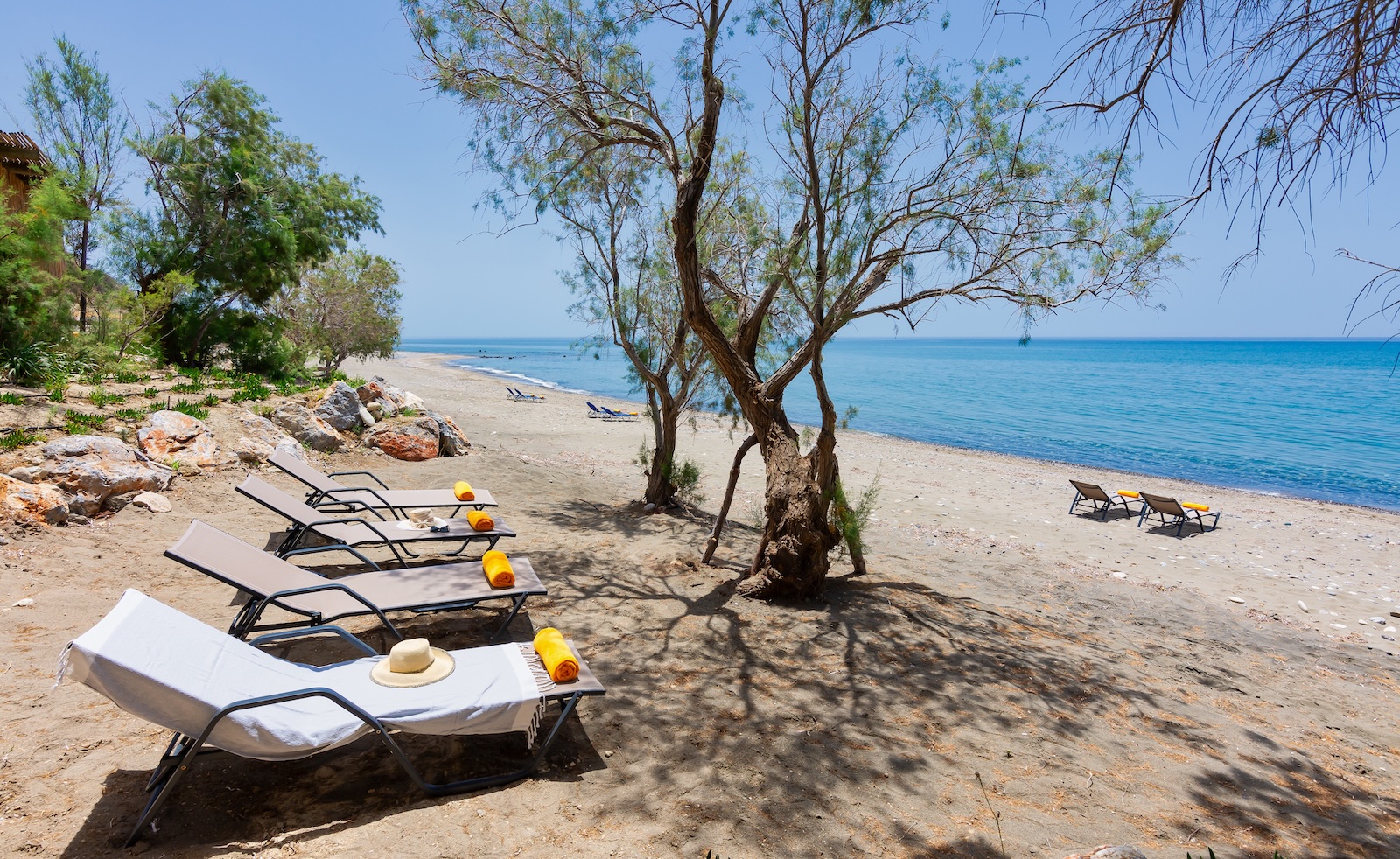 Private beach area at Beach House Arvi West in Crete