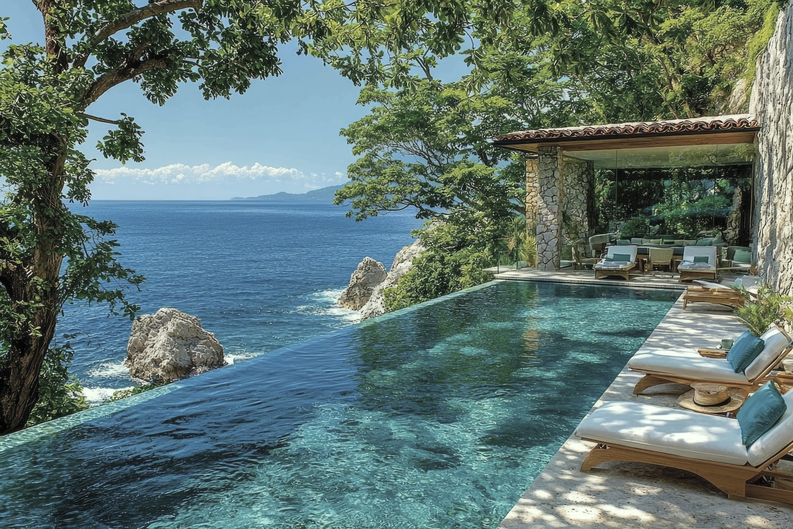 Private coastal villa with infinity pool overlooking the sea