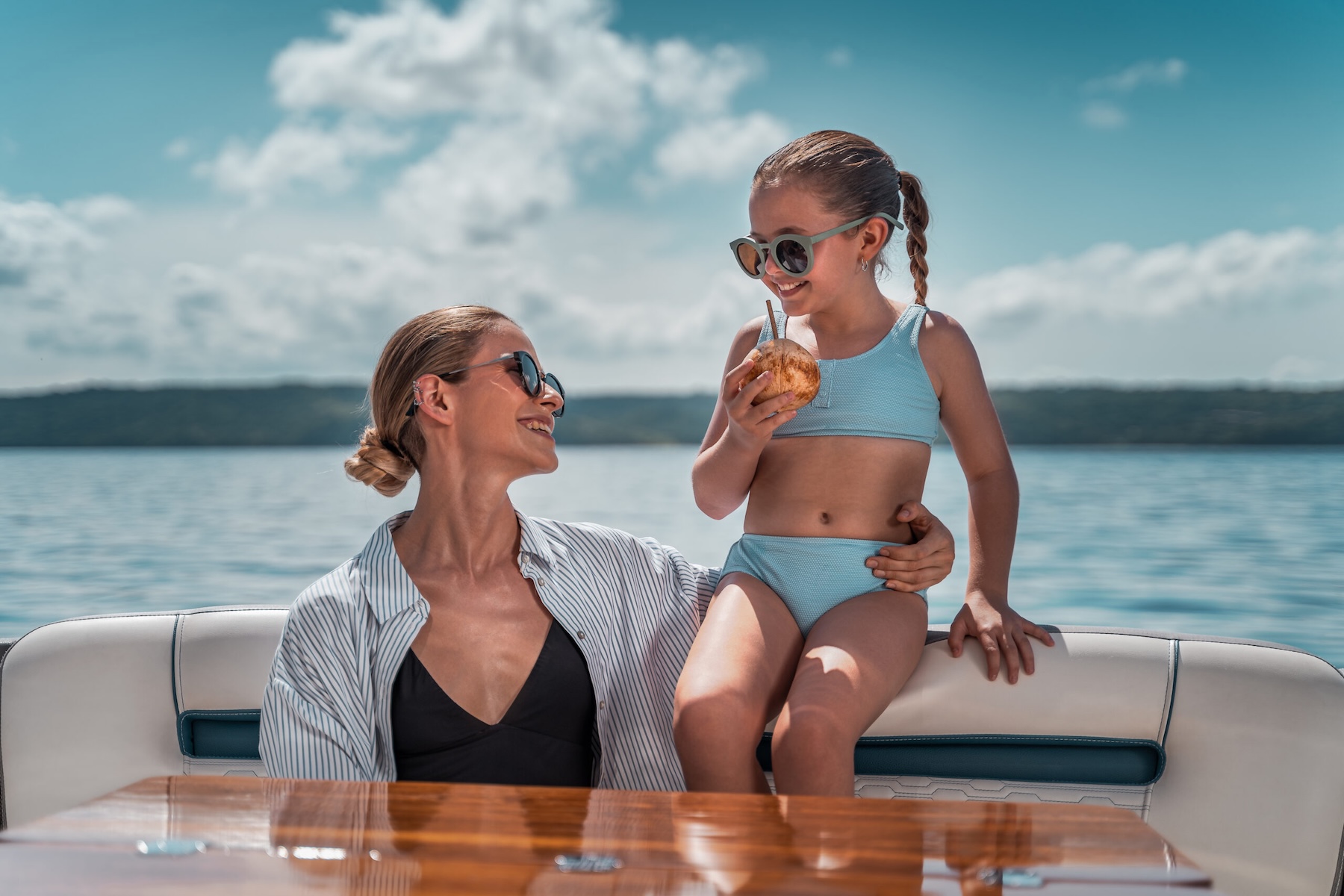 Family enjoying Villa Avellana’s private boat in Costa Rica