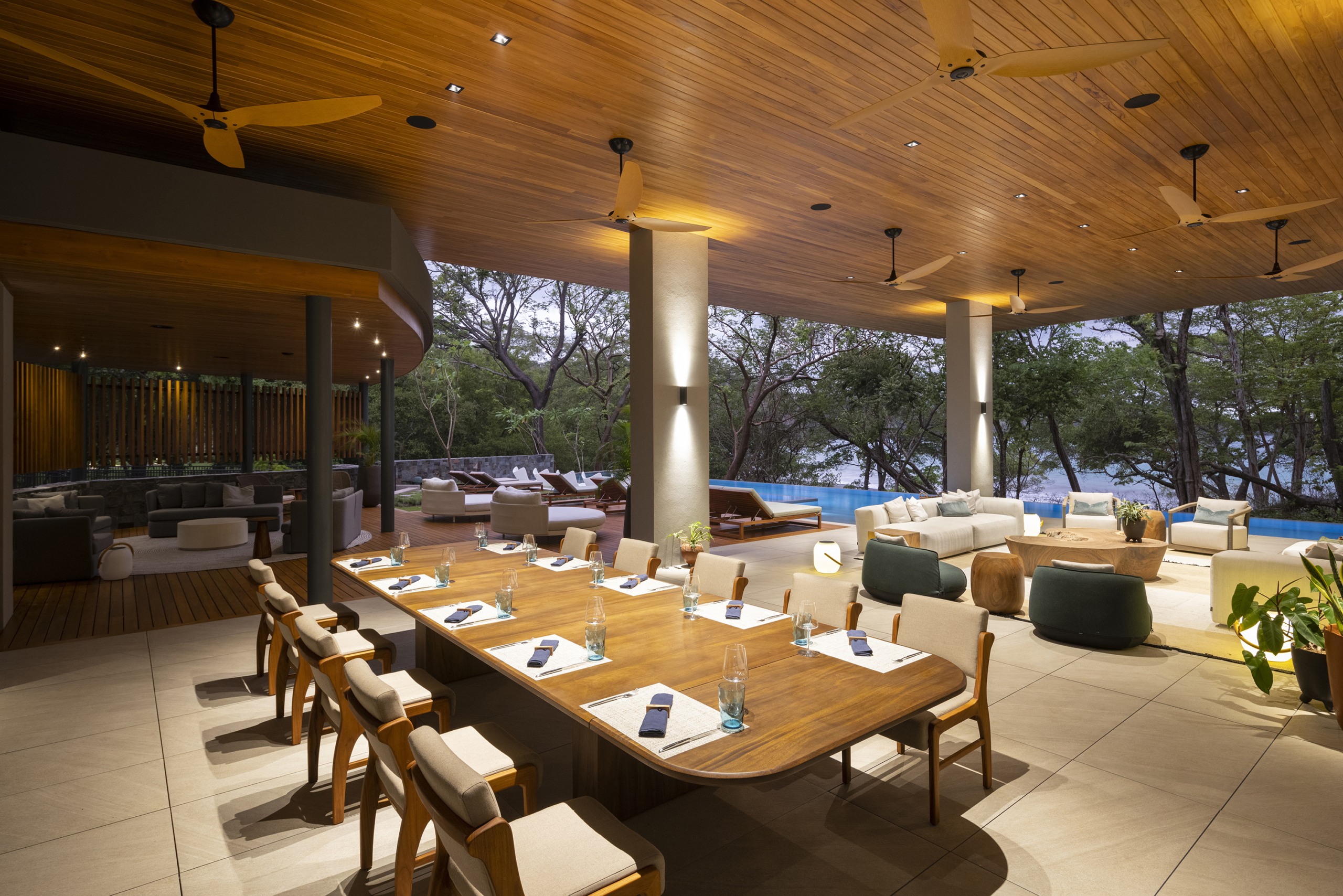 Outdoor dining terrace at Villa Avellana in Costa Rica